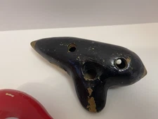 Vintage Honn Corona Ocarina Austria Black Gold Ceramic 10-Hole Clay Flute