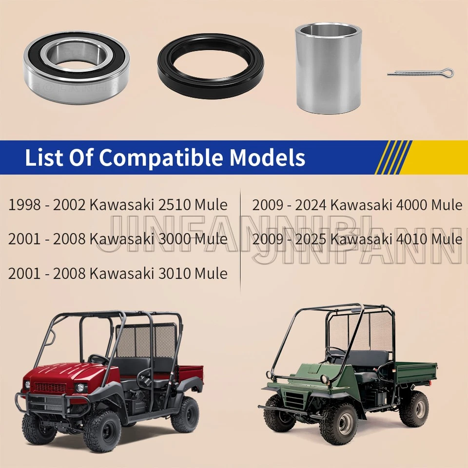 Juego de 2 juntas de rodamientos de rueda delantera para Kawasaki Mule 2510 3000 3010 4000 4010 Foto 3 de 4