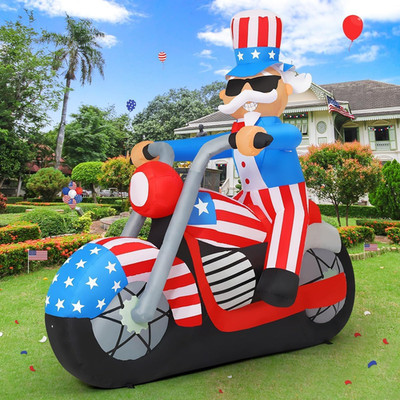 6 FT 4Th of July Patriotic Inflatable Decorations Uncle Sam Blow up Yard with LE