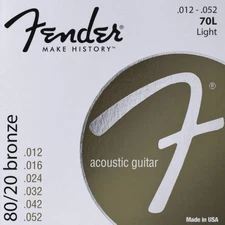 Fender 70L 80/20 Bronze Acoustic Guitar Strings Ball End 12-52, NEW
