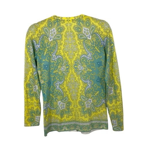 J McLaughlin Button up Cardigan size XS Bright Yellow Paisley - Imagen 3 de 10