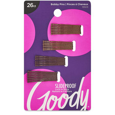 Slideproof Bobby Pins, 26 Ct, Brown, Comfortable Bobby Hair Pins for Styling, Lo