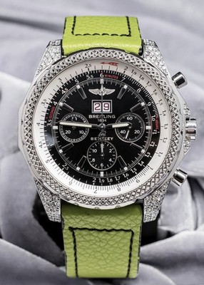 Breitling Bentley 6.75 Black Dial Custom Diamond Set 49 mm Iced