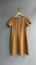 Uniqlo Tan Camel Brown A-Line Shift Dress S 8 Short Sleeve Smart Casual Work