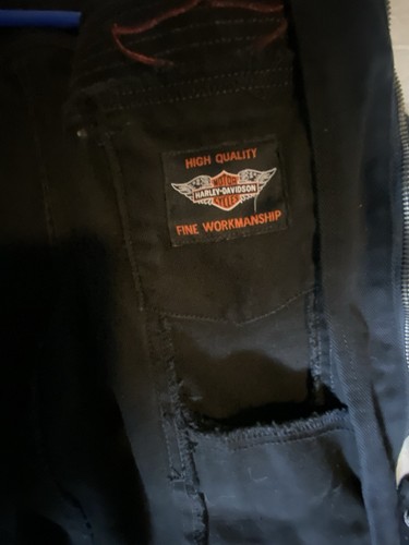 Vtg Harley Davidson Women's Winged Embroidered Denim Zip Up Moto Jacket Sz 22-24 - Picture 4 of 14