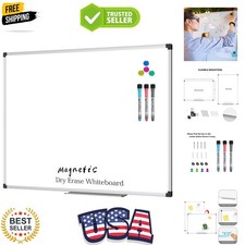 Magnetic Dry Erase Whiteboard 48 x 36 Inch, 4' x 3' White Board for Wall wit...