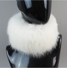 Girls Scarves Warm Fuzzy Real Fox Fur Knitted Headband Furry Ring Scarf Elastic