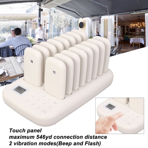 UK Plug Wireless Calling System 16 Pagers 546yd Transmission 2 Working Modes SET - Photo 12/12