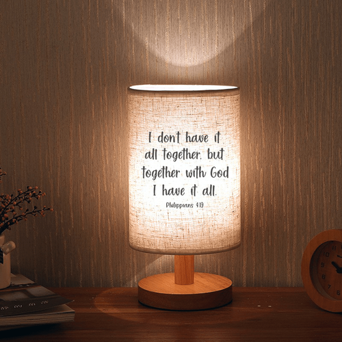 Lampada LED Tessuto Cristiana Versetto Bibbia Luce Calda Alimentata USB con Supporto Legno - Foto 24 di 63