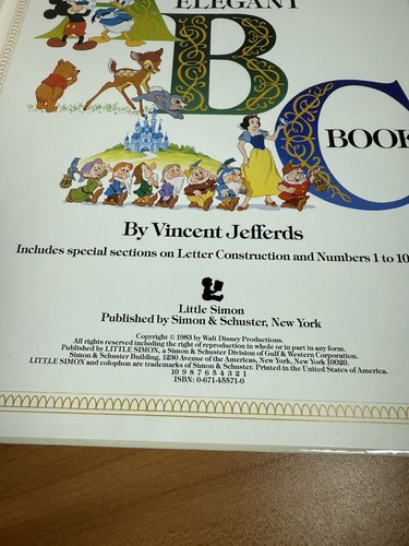 Walt Disney Studios, Vincent Jefferds / DISNEY'S ELEGANT ABC BOOK 1st ed 1983 - Picture 3 of 10