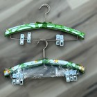 (5) Vintage Padded Satin Boudoir Lingerie Floral Clothes Hangers WITH CLIPS