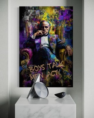 Der Pate Leinwand Bild Godfather Corleone Farbig Dekoration Wandbild Graffiti