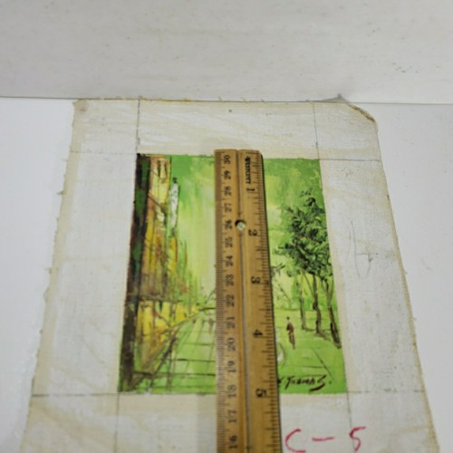 Dipinto olio su tela Torre Eiffel Francia senza cornice 3" x 5" firmato K. Thomas - Foto 5 di 5