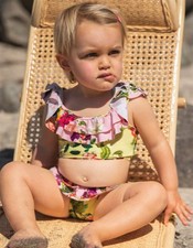 NWT PIlyq 8 Girls SHB Ruffle floral Bikini Top Bottom Yellow Pink 118813