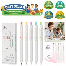 Gel Pens, 5pcs 0.5mm Quick Dry Black Ink Fine Point Smooth Writing Pens Seri...