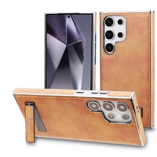 Luxury Plating Leather Stand Mag-Safe Case For Samsung Galaxy S25 Ultra S24 S23