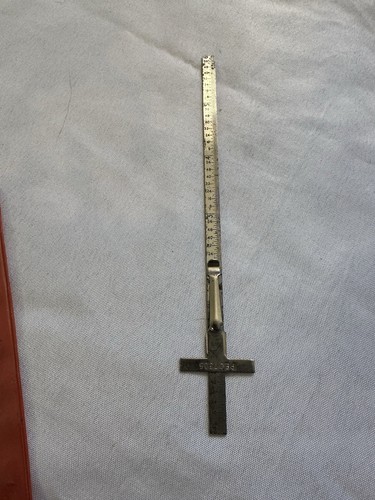 Vintage Maschinist Edelstahl 6" Taschenlineal mit Clip Kunststoffscheide USA - Bild 3 von 5