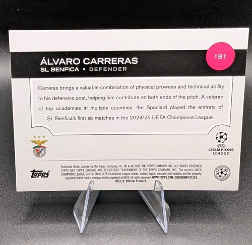2024-25 Topps Cromo UCC Álvaro Carreras RC #181 - Imagen 2 de 2