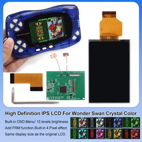 WSCC HD Retro Pixel IPS LCD Backlight LCD For Bandai WonderSwan Crystal Color