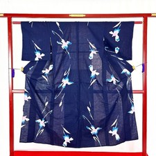 Japanese Kimono 'YUKATA' Cotton/Blue/Traditional/Indigo Dyed/Summer kimono N786