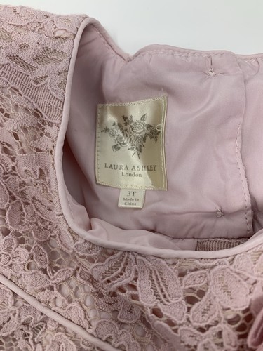 Laura Ashley London Girls 3T Dusty Pink Lace Dress with Bell Sleeves - Picture 5 of 11