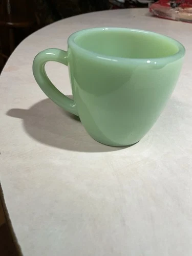 1 Fire King Oven Ware Jadeite Thick Green Glass Vintage Coffee Cup C Handle