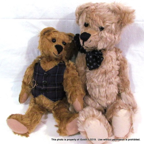 Lot 2 HEIDI STEINER BEARS BEAR 19" OSCAR & 15" BERTIE Brown Mohair Vintage