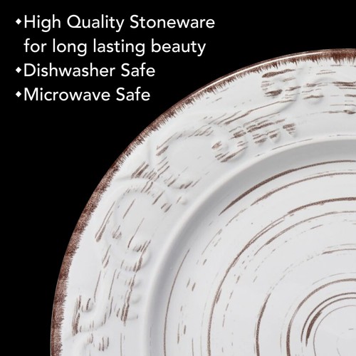 Trellis White 16-Piece Dinnerware Set, Service for 4, Distressed White - Picture 5 of 7