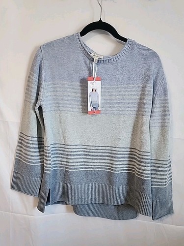 ELLA MOSS WOMENS MARLED SWEATER NWT PINK BLUE STRIPE MEDIUM - Picture 1 of 3