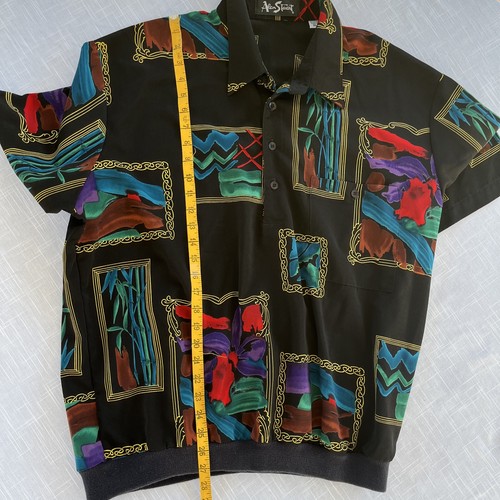 Vintage Alan Stuart Shirt Mens XL 80s Casual Artsy AOP Abstract Disco Drape - Picture 9 of 11