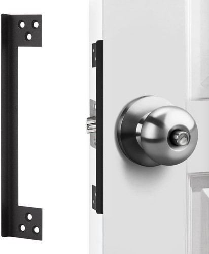 Door Latch Guard Plate, Outswing Security 7 in. - 1pack, Matte Black - Picture 1 of 5