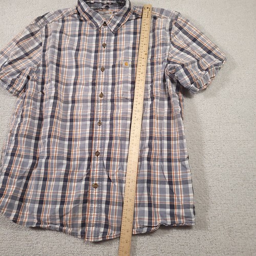 Carhartt Relaxed Fit Button Down Mens Large Blue Short Sleeve - Picture 5 of 10