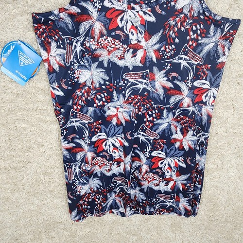 Columbia PFG Tankini Swimsuit Top Womens XL Navy Red White Palm UPF 50 Sun Safe - Picture 7 of 11