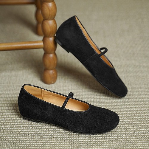 Zapatos Mary Jane de cuero real para mujer de gamuza de cuero de vaca bajos ocultos - Imagen 22 de 27