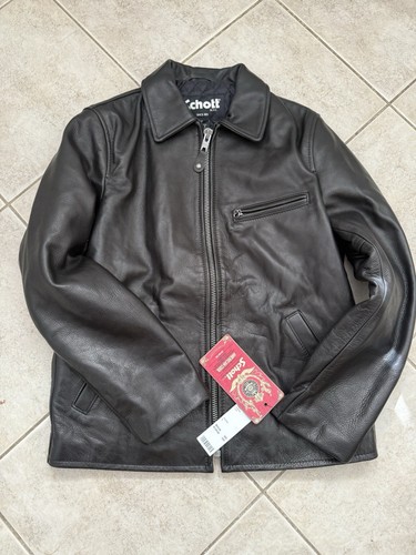 SCHOTT NYC NATURAL PEBBLED COWHIDE JACKET STYLE 552 L - Picture 8 of 9