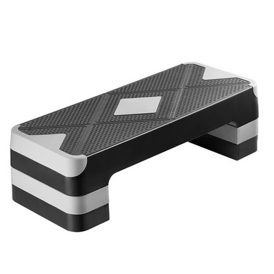 Step Platform Adjustable Height 4 Riser Aerobic Stepper Gray