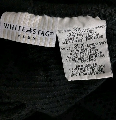 White Stag Mesh Zip Front Cover-Up with Pockets Women's Plus Size 3X -0 Black - Picture 6 of 7