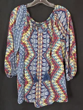 Signature Studio Multi Colored Women's 3/4 Sleeve Shirt Sz L