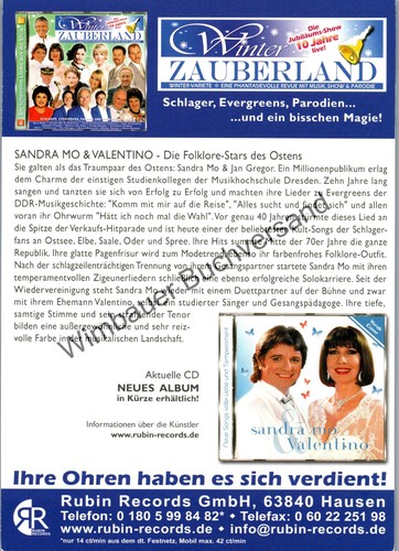 Original Autogramm Sandra Mo & Valentino Winter Zauberland /// Autogramm Autogra - Bild 2 von 3