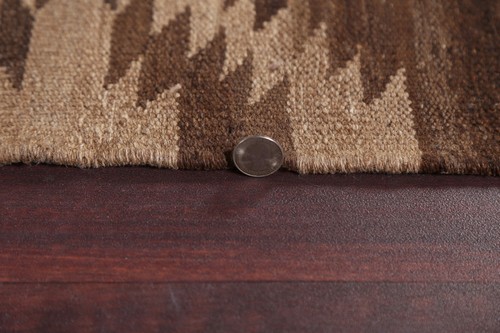 Flat Weave Earth-Tone Natural Dye Kilim Rug 5x7 Ft Brown Geometric Wool Carpet - Picture 17 of 17