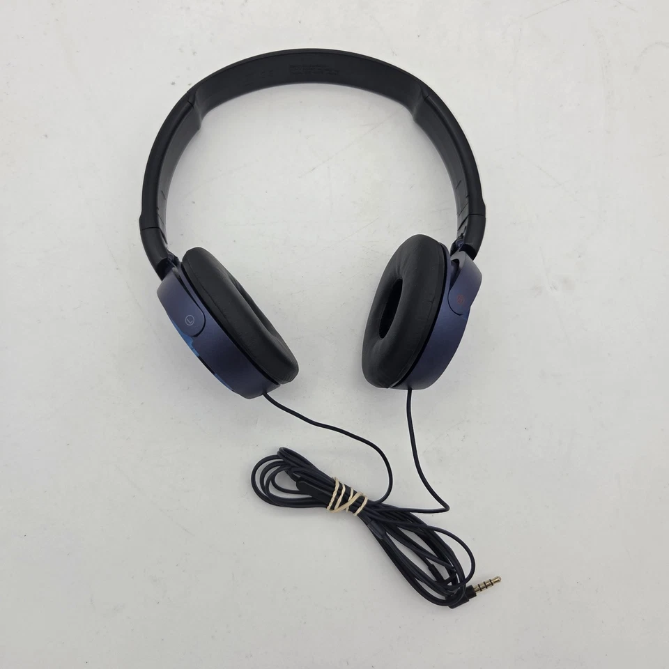 索尼 MDR-ZX110 蓝色挂耳式耳机 辅助电缆 已测试 可正常工作 — 第 3/4 张图片