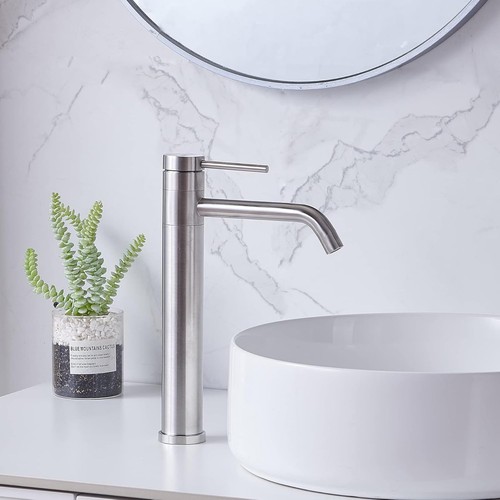 Hotis Brushed Nickel Vessel Sink Faucet, Modern Tall Body Faucet, Single Hand... - Picture 8 of 9