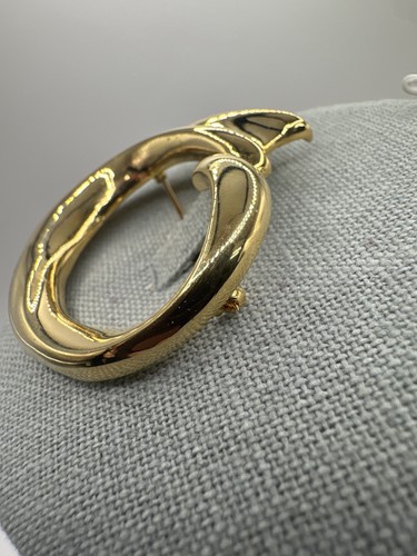Vintage Givenchy Brooch Circle Wave Gold Tone Signed Designer Statement Pin Jewe - Picture 3 of 9