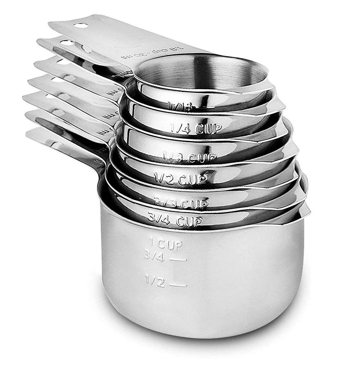 Measuring Cups Stainless Steel 7 Piece Stackable Set for Dry or Liquid Ingred...
