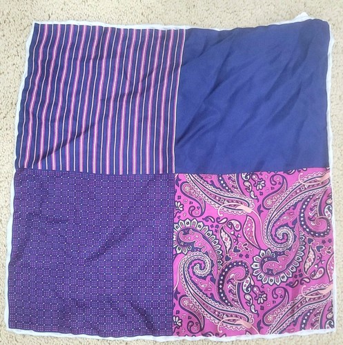 Men's 100% Silk Hand Rolled Color Block Pocket Square NEW W/TAGS From Men's Ware - Picture 2 of 19