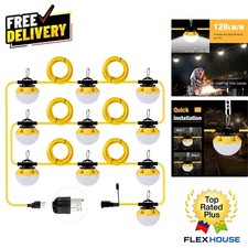 100FT Waterproof Construction String Lights - 12,000 Lumens Certified