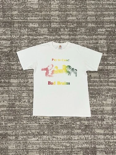 Bad Brains Pay to Cum Punk Reggae T-Shirt White Larg Vintage vintage concert t-shirt, vintage, size L, single stitch, B+ condition