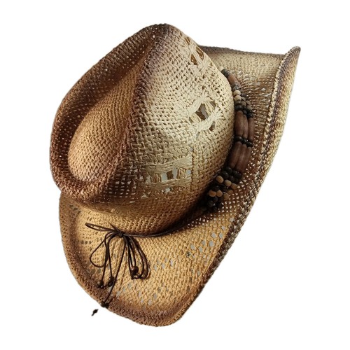 Enimay Los Angeles Woven Straw Beaded~concho Turquoise Western UNISEX Hat 23 5" - Picture 7 of 15