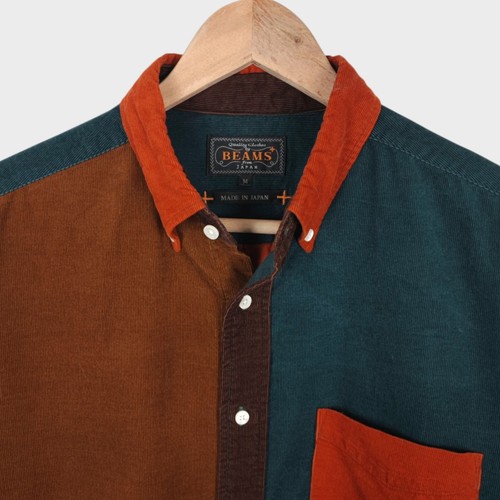 BEAMS PLUS Men's Made in Japan Multicoloured Colourblock Fine Corduroy Shirt - M - Picture 3 of 6