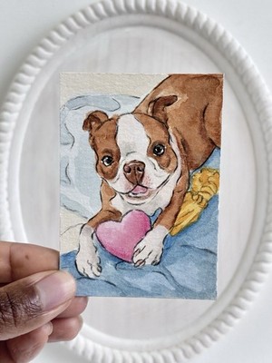 ACEO Original, CUSTOM PET PORTRAIT, COMMISSION, Mini Art Painting, Abstract